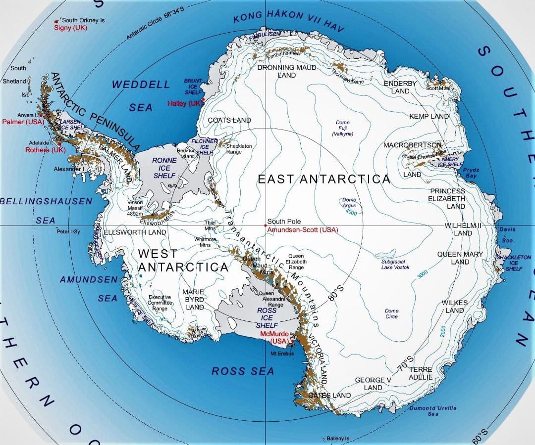 Mapa de la Antártida. Fuente: National Geographic