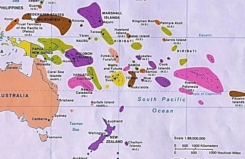 Mapa de la Zona del Pacífico Sur