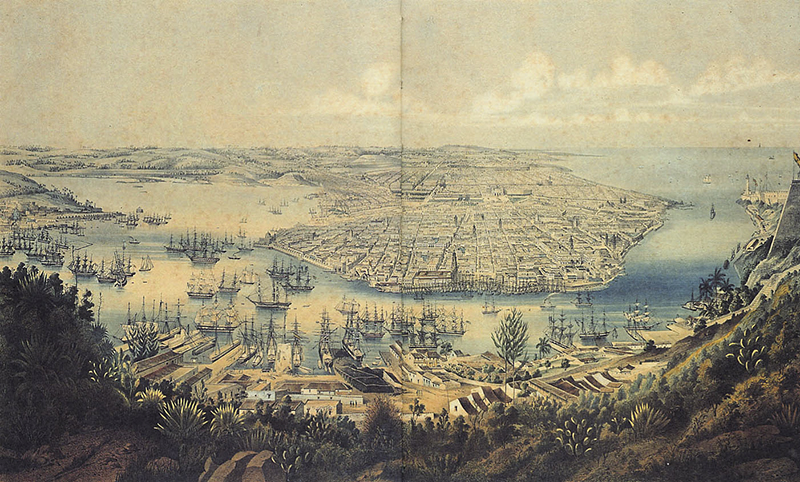 La Habana vista desde la colina de Casablanca en el siglo XVIII