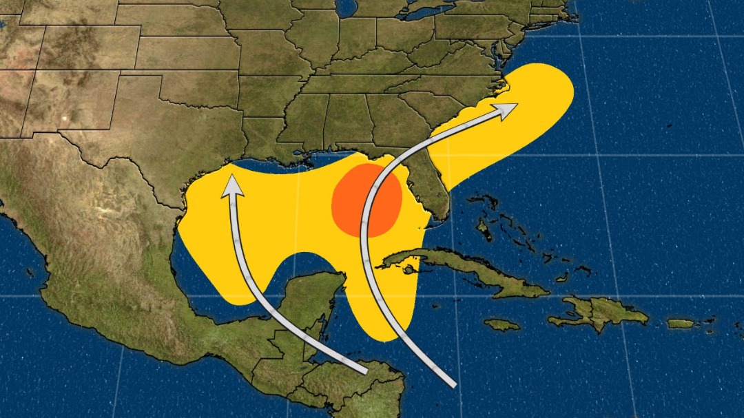 Principales lugares de formación y trayectorias típicas de los ciclones tropicales de junio.