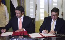Cancilleres de Emiratos Árabes y Cuba Cuba y Emiratos Árabes Unidos firman Acuerdo para Servicios Aéreos
