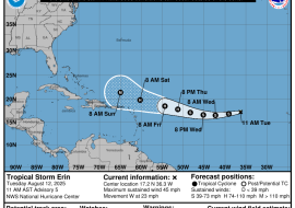 Tormenta tropical Erin avanza con fuerza y amenaza con escalar